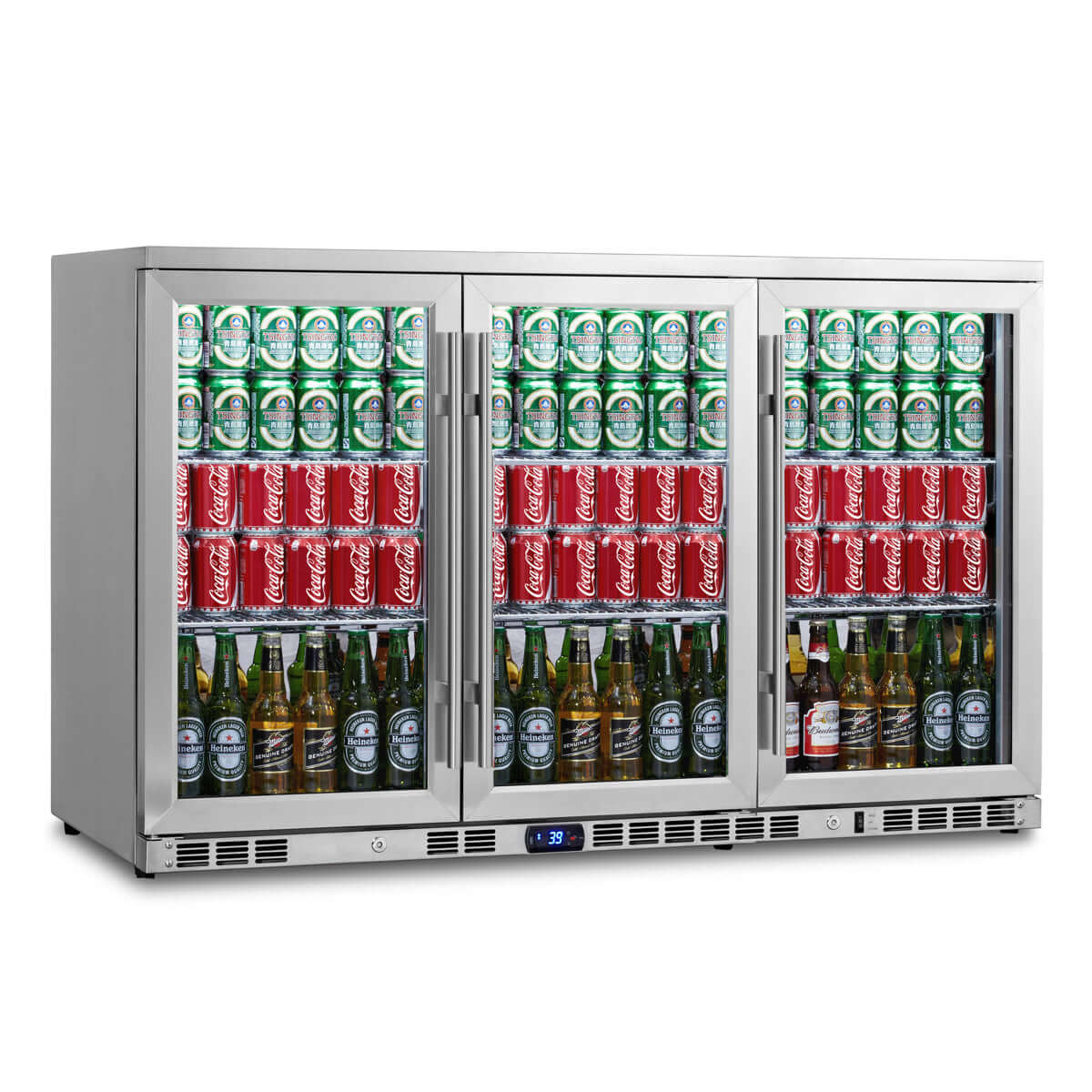 53 Inch Heating Glass 3 Door Large Beverage Refrigerator KBU328M