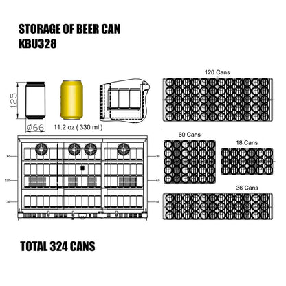 53 Inch Heating Glass 3 Door Large Beverage Refrigerator KBU328M can diagram