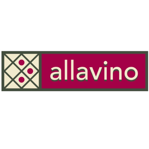Allavino logo with a red background and geometric design on a white background