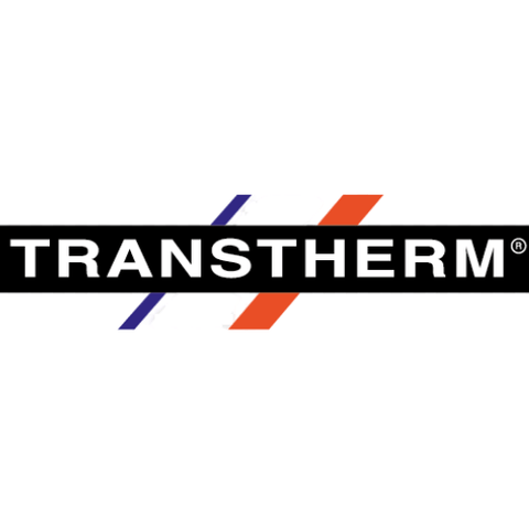 TRANSTHERM logo with colorful stripes on a white background