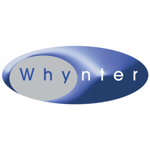 Logo of the brand 'Whynter' with a blue and gray design on a white background