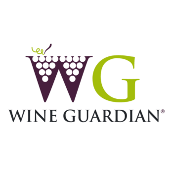 Logo of Wine Guardian with purple grapes and green 'WG' on a white background