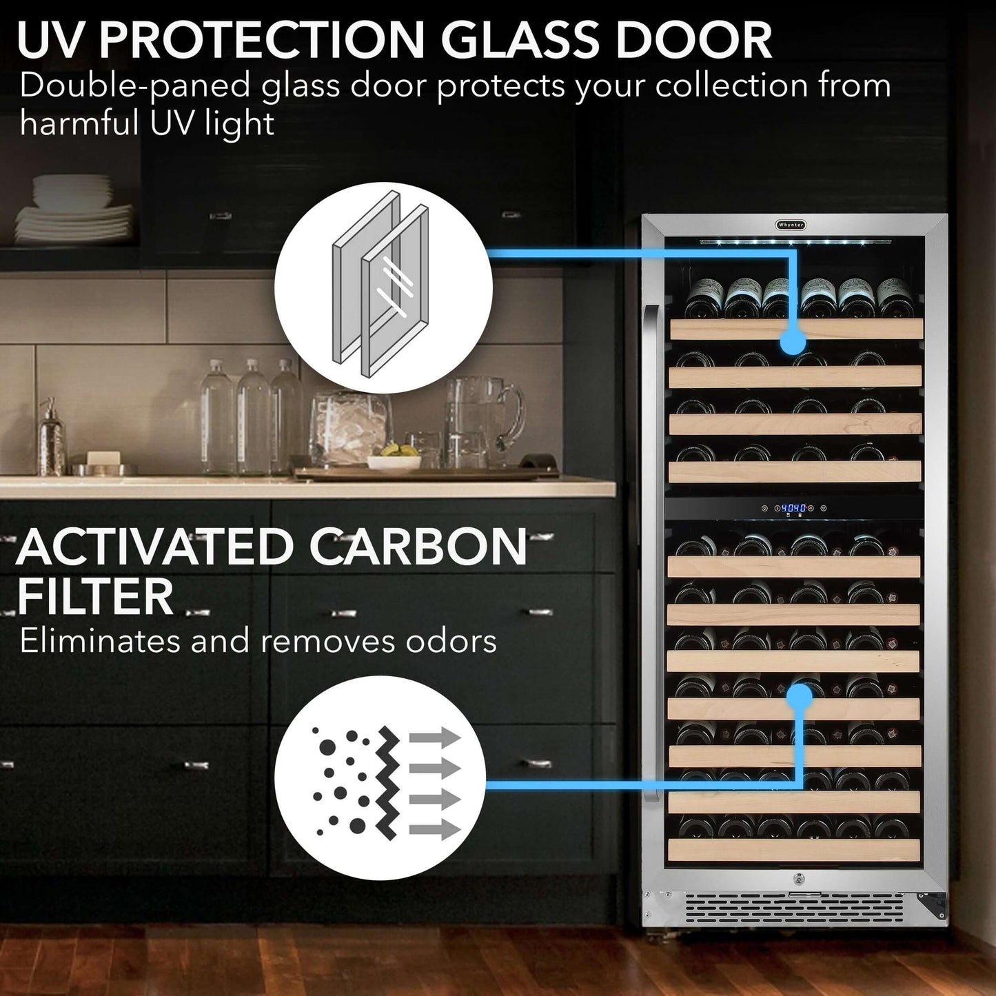 92 Bottle Built-in Large Capacity Stainless Steel Dual Zone Compressor Wine Refrigerator BWR-0922DZ