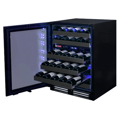 Allavino Reserva Series 50 Bottle Dual Zone Built-in Wine Cooler Refrigerator with Black Stainless Steel Door BDW5034D-2BSL