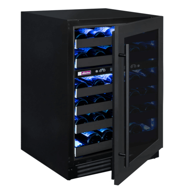 Allavino Reserva Series 50 Bottle Dual Zone Built-in Wine Cooler Refrigerator with Black Stainless Steel Door BDW5034D-2BSR