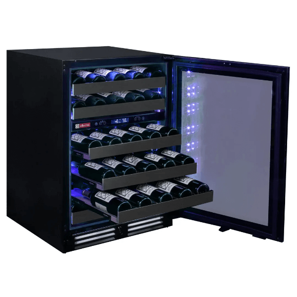 Allavino Reserva Series 50 Bottle Dual Zone Built-in Wine Cooler Refrigerator with Black Stainless Steel Door BDW5034D-2BSR