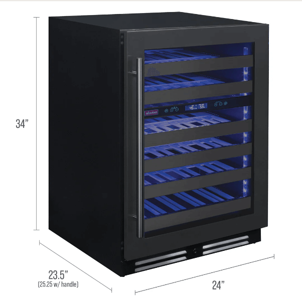 Allavino Reserva Series 50 Bottle Dual Zone Built-in Wine Cooler Refrigerator with Black Stainless Steel Door BDW5034D-2BSR