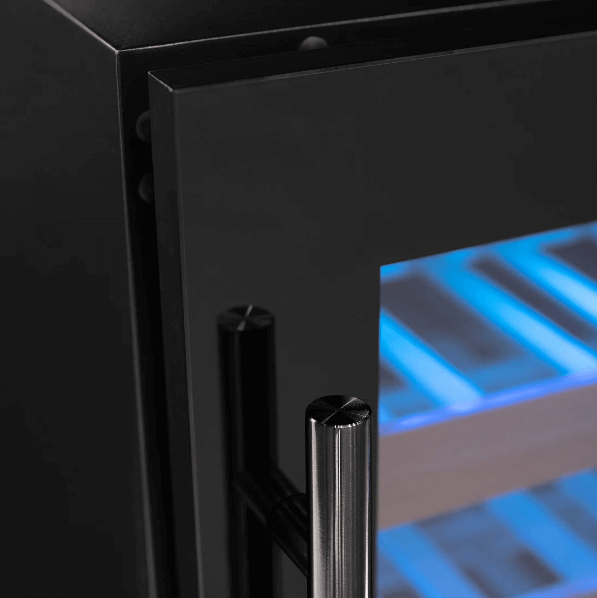 Allavino Reserva Series 50 Bottle Single Zone Built-in Wine Cooler Refrigerator with Black Glass Door BDW5034S-1BGL Image of Door