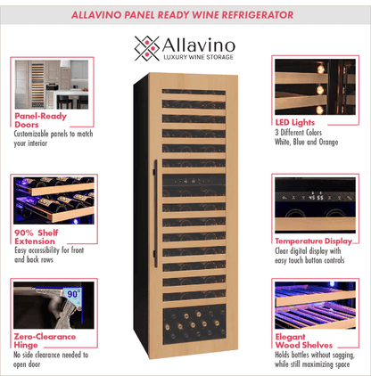 Allavino 101 Bottle Dual Zone "Panel Ready" Wine Refrigerator/Cooler VCWR-101PRD-2R Image of product description