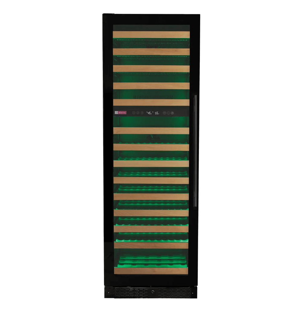 Allavino Reserva Series 163 Bottle 71" Tall Single Zone Black Glass Door Wine Cooler Refrigerator VSW16371S-1BGL