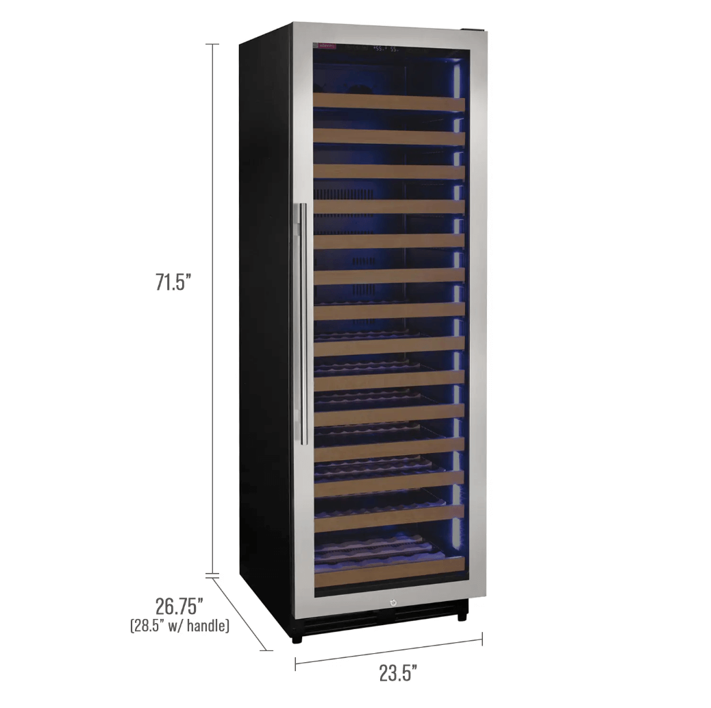 Allavino Reserva Series 163 Bottle 71" Tall Single Zone Stainless Steel Wine Cooler/Fridge VSW16371S-1SR