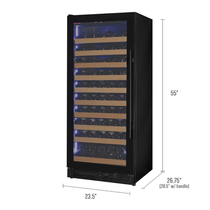 Allavino Reserva Series 119 Bottle 55" Tall Single Zone Black Glass Wine Refrigerator VSW11955S-1BGR