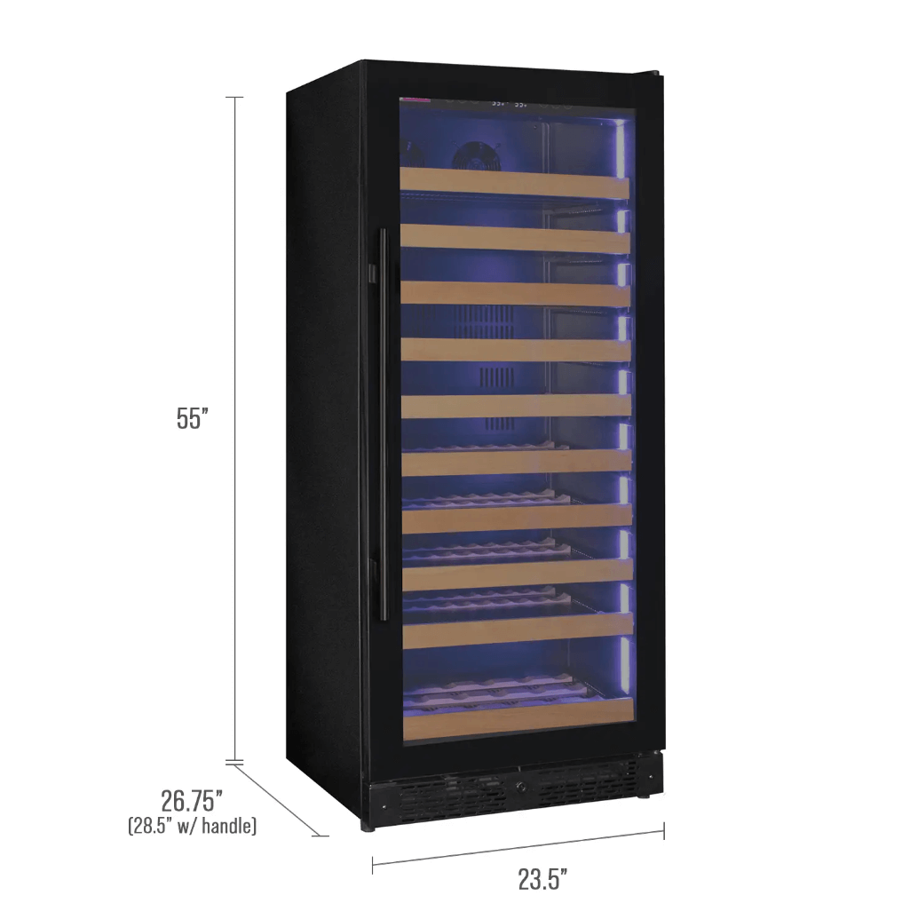 Allavino Reserva Series 119 Bottle 55" Tall Single Zone Black Glass Wine Refrigerator VSW11955S-1BGR