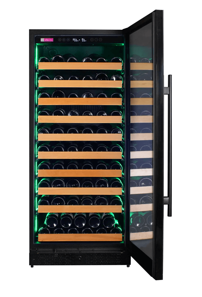 Allavino Reserva Series 119 Bottle 55" Tall Single Zone Black Glass Wine Refrigerator VSW11955S-1BGR