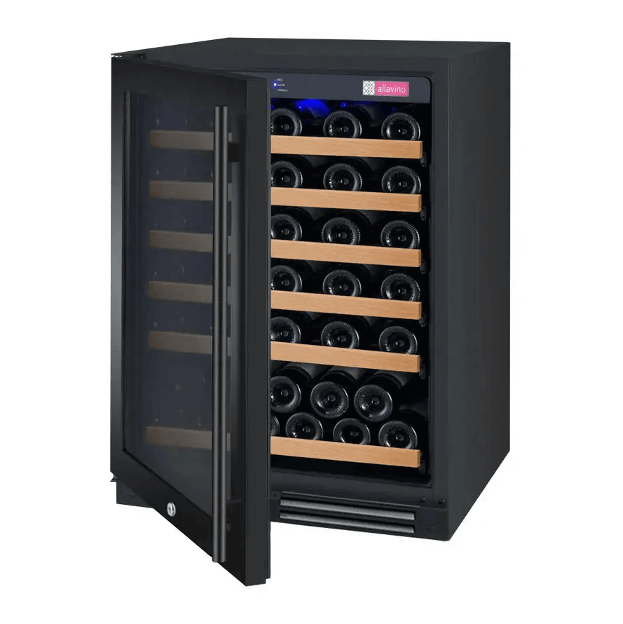 Allavino FlexCount Series 56 Bottle Dual Zone Built-in Wine Refrigerator with Black Door