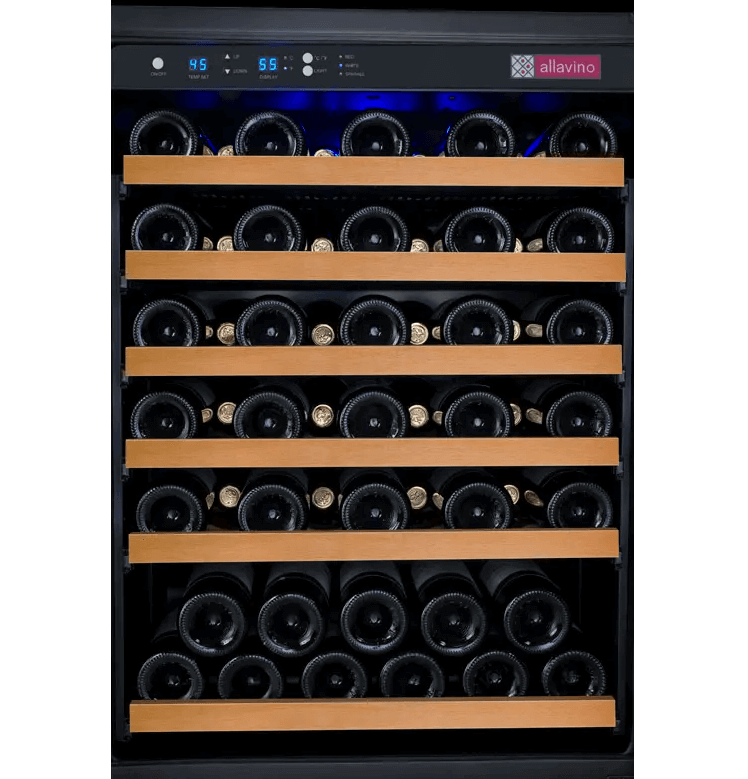 Allavino FlexCount Series 56 Bottle Dual Zone Built-in Wine Refrigerator with Black Door