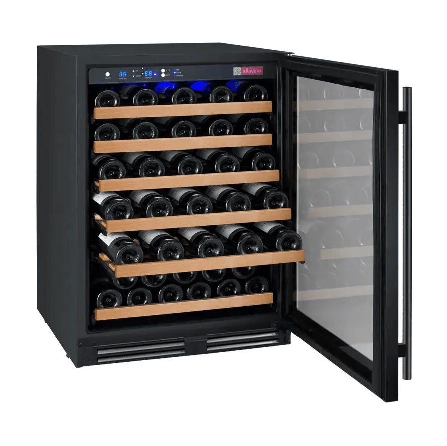 Allavino FlexCount Series 56 Bottle Dual Zone Built-in Wine Refrigerator with Black Door