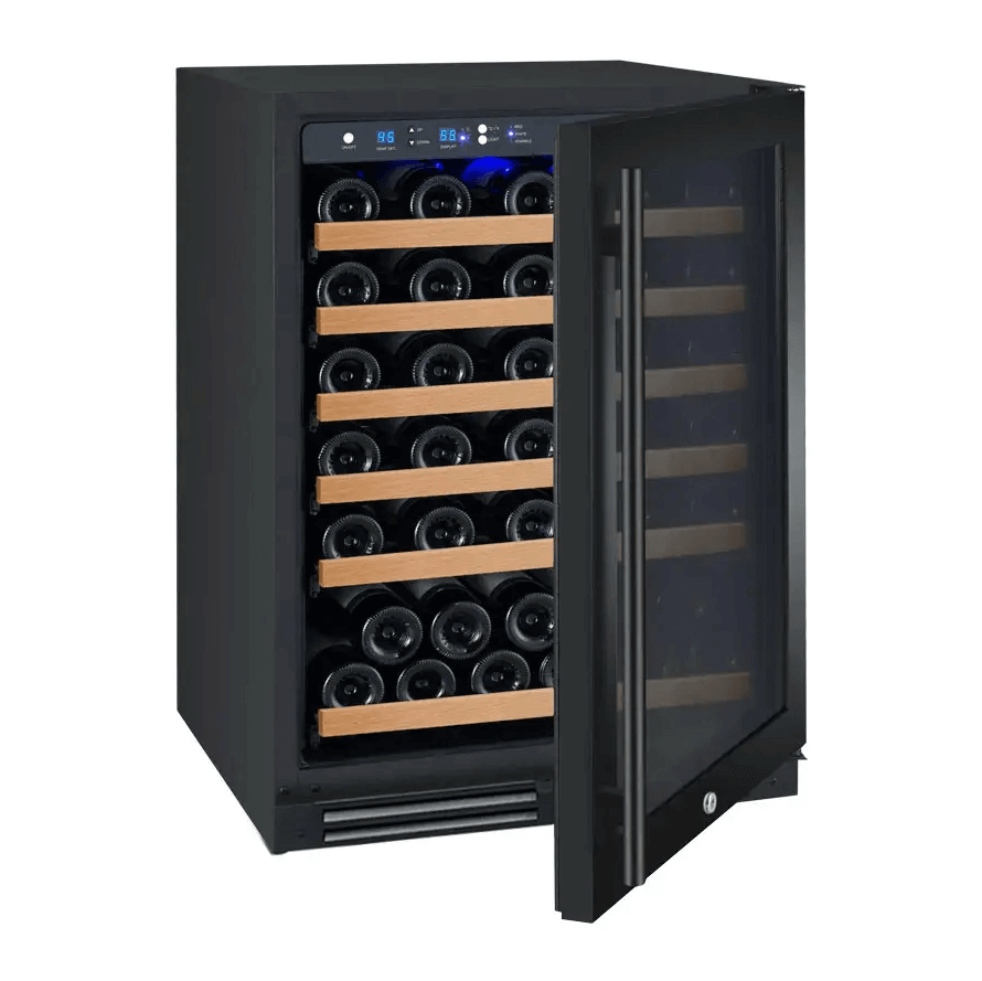 Allavino FlexCount Series 56 Bottle Dual Zone Built-in Wine Refrigerator with Black Door