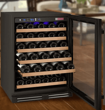 Allavino FlexCount Series 56 Bottle Dual Zone Built-in Wine Refrigerator with Black Door