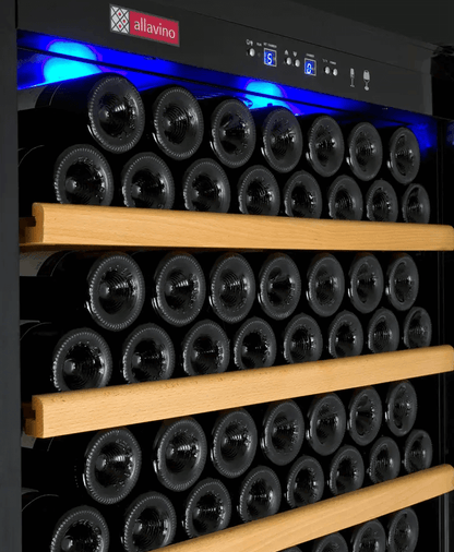 Allavino Vite Series 277 Bottle Single Zone Freestanding Large Capacity Wine Refrigerator with image of wine shelves