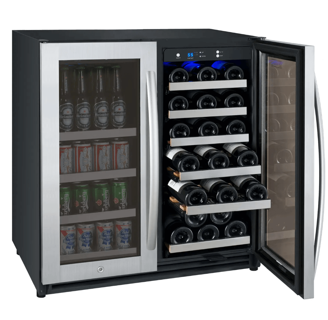 Allavino 30" Wide FlexCount II Tru-Vino 30 Bottle/88 Can Dual Zone Stainless Steel Built-In Wine & Beverage Combo