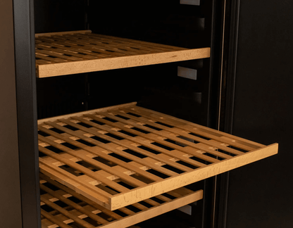 Allavino 185 Bottle Single Zone Wine Vault with Solid Black Right or Left Hinge Door with image of wine shelf