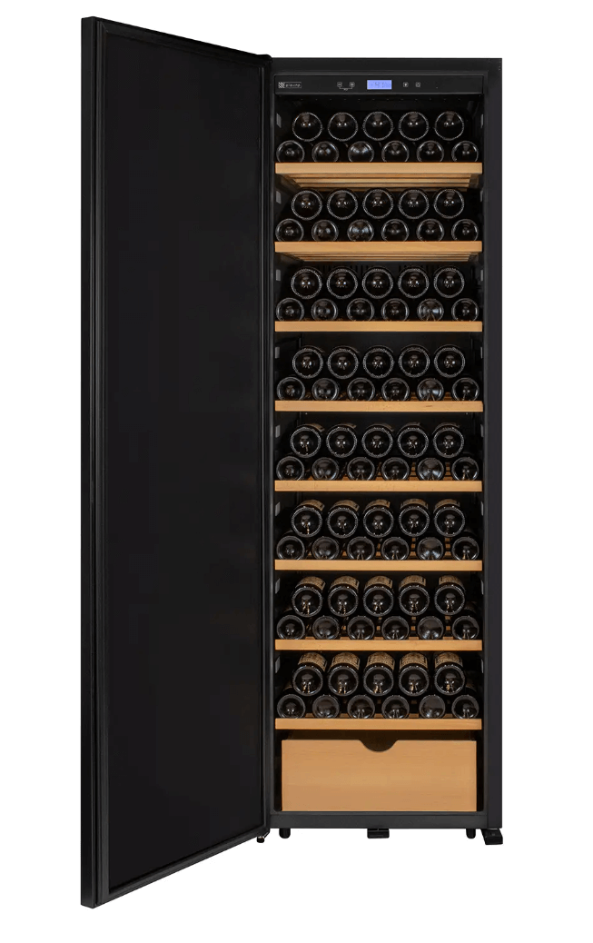 Allavino 185 Bottle Single Zone Wine Vault with Solid Black Right or Left Hinge Door