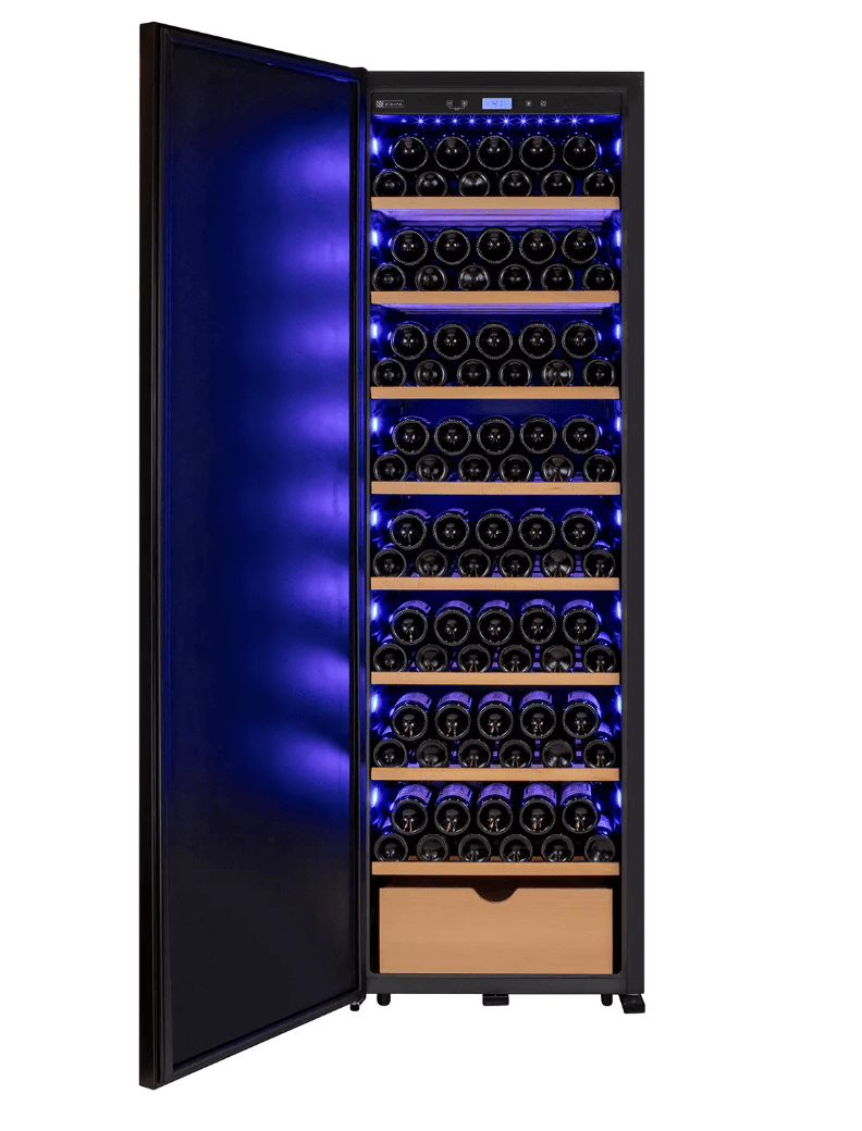 Allavino 185 Bottle Single Zone Wine Vault with Solid Black Right or Left Hinge Door