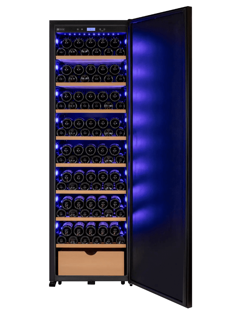 Allavino 185 Bottle Single Zone Wine Vault with Solid Black Right or Left Hinge Door