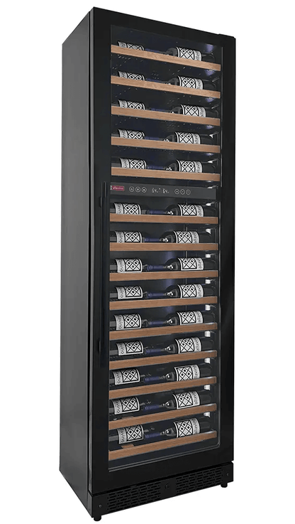 Allavino Reserva Series 67 Bottle 71" Tall Dual Zone Black Shallow Wine Refrigerator with Wood Front Shelves