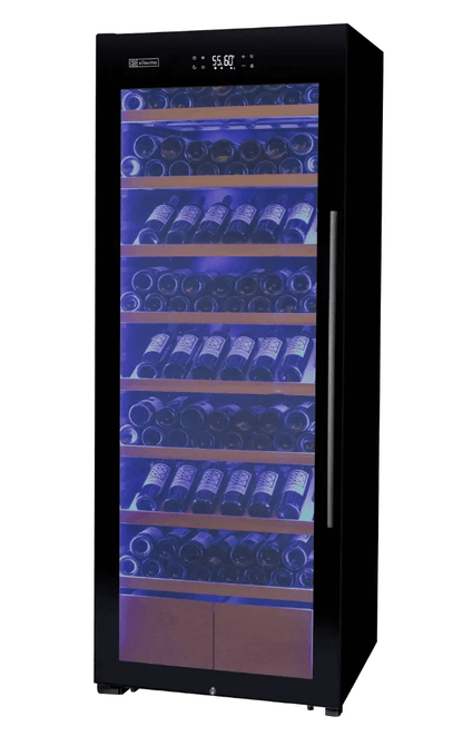 Allavino 248 Bottle Single Zone Freestanding Wine Refrigerator with Display Shelving and Black Glass Door