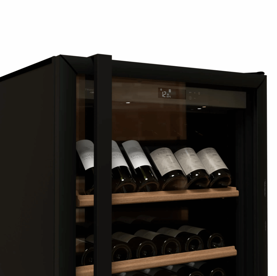 Transtherm Ermitage Glass Black Single Zone 182 Bottle Wine Cooler image of handle