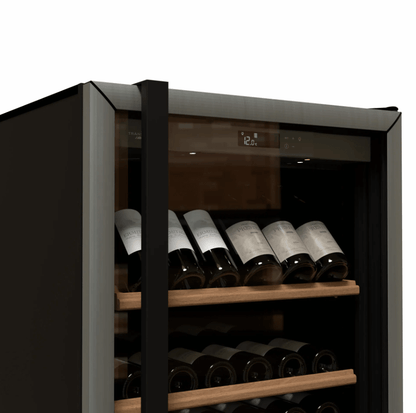 Transtherm Ermitage Glass Black Single Zone 182 Bottle Wine Cooler image of handle