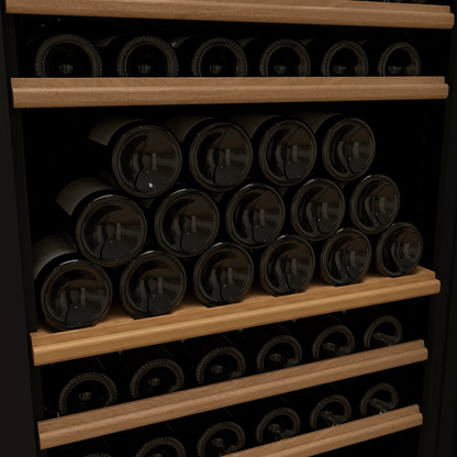 Transtherm Ermitage Glass Black Single Zone 182 Bottle Wine Cooler image of wine shelf