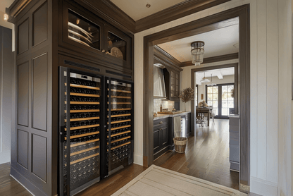 Transtherm Ermitage Glass Black Single Zone 182 Bottle Wine Cooler image of product built in