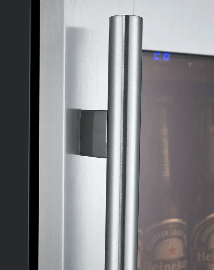 Allavino 15" Wide FlexCount II Tru-Vino Stainless Steel Left Hinge Beverage Center image of door handle