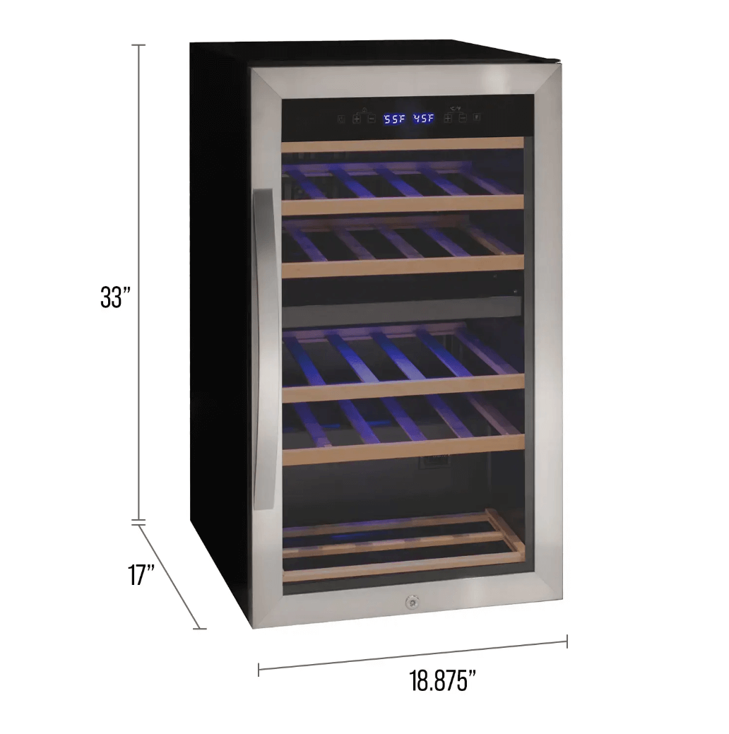 Allavino Cascina Series 28 Bottle Single Zone Freestanding Wine Refrigerator Cooler with Stainless Steel Door 