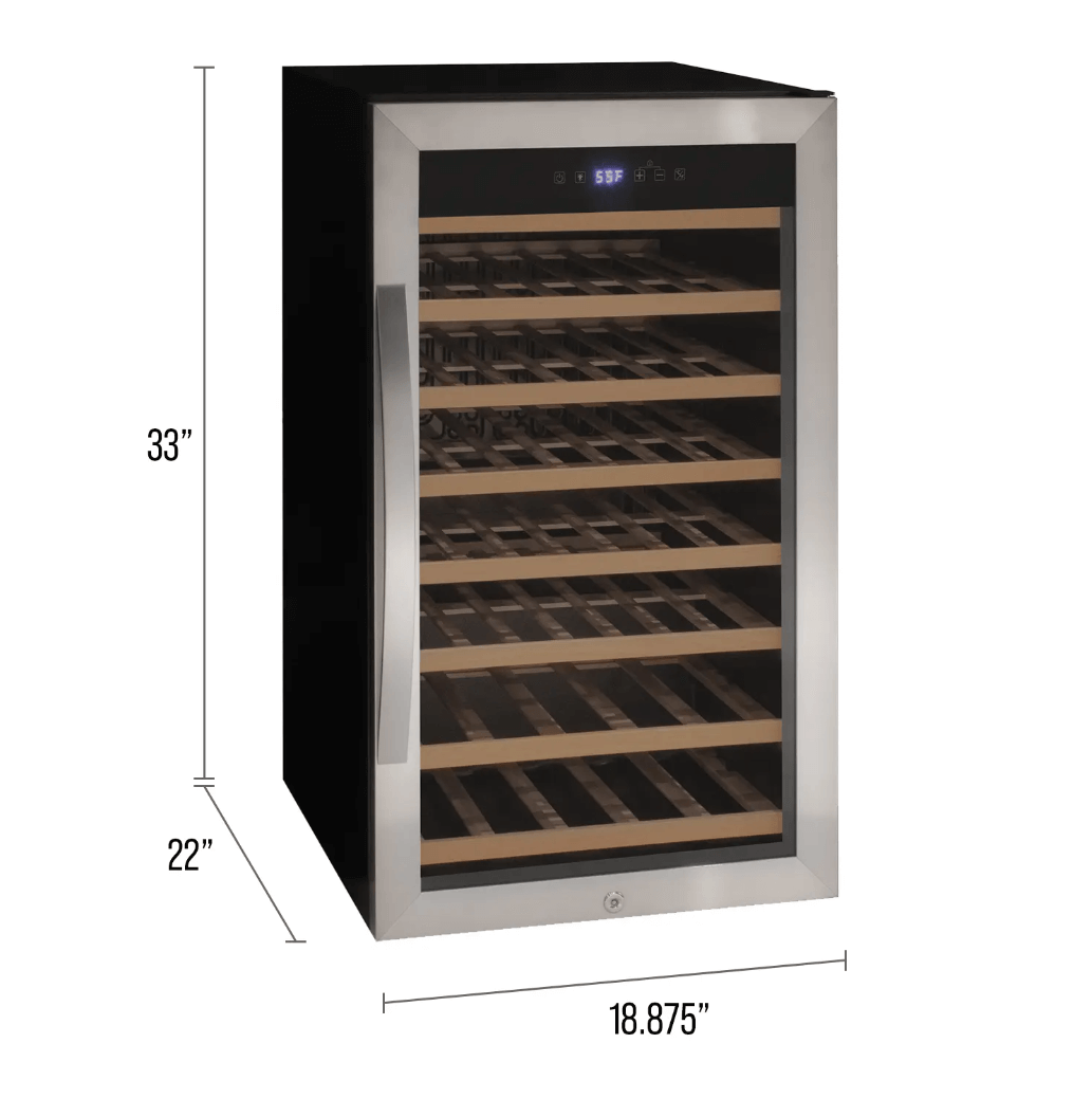 Allavino Cascina Series 50 Bottle Single Zone Freestanding Wine Refrigerator Cooler with Stainless Steel Door 