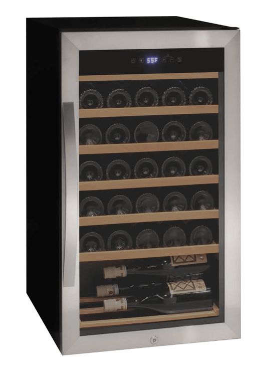 Allavino Cascina Series 33 Bottle Single Zone Freestanding Wine Refrigerator Cooler with Stainless Steel Door