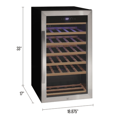 Allavino Cascina Series 33 Bottle Single Zone Freestanding Wine Refrigerator Cooler with Stainless Steel Door 