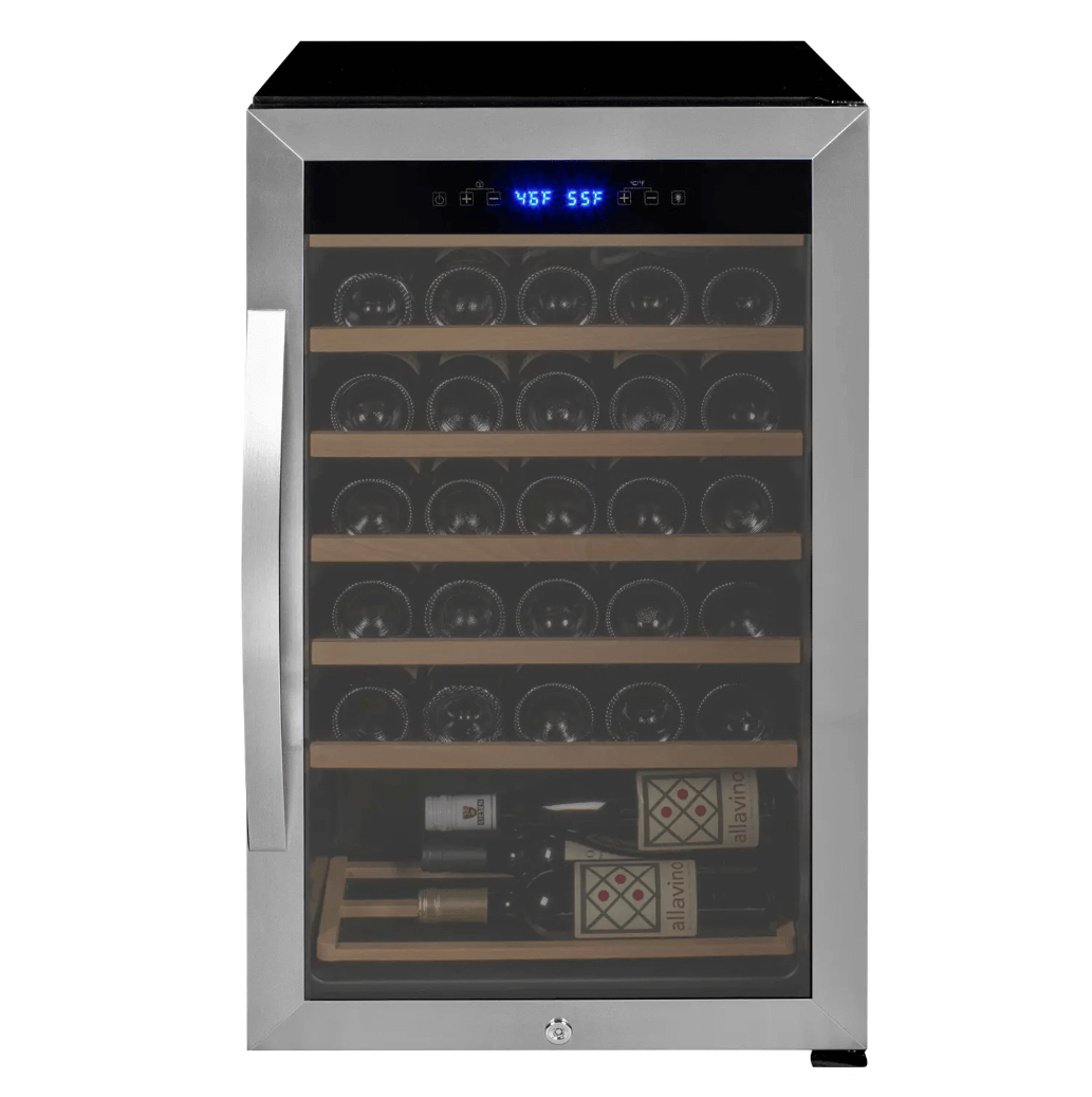 Allavino Cascina Series 33 Bottle Single Zone Freestanding Wine Refrigerator Cooler with Stainless Steel Door 