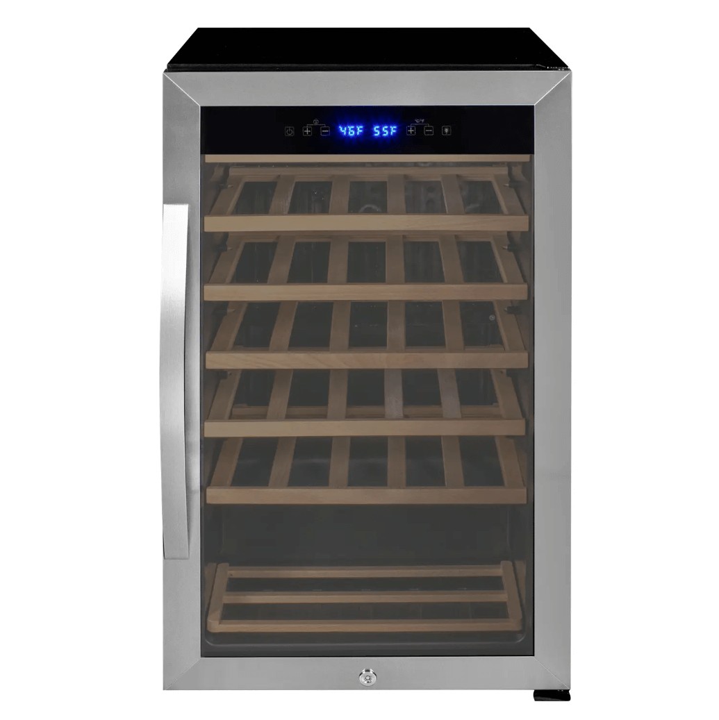 Allavino Cascina Series 33 Bottle Single Zone Freestanding Wine Refrigerator Cooler with Stainless Steel Door 