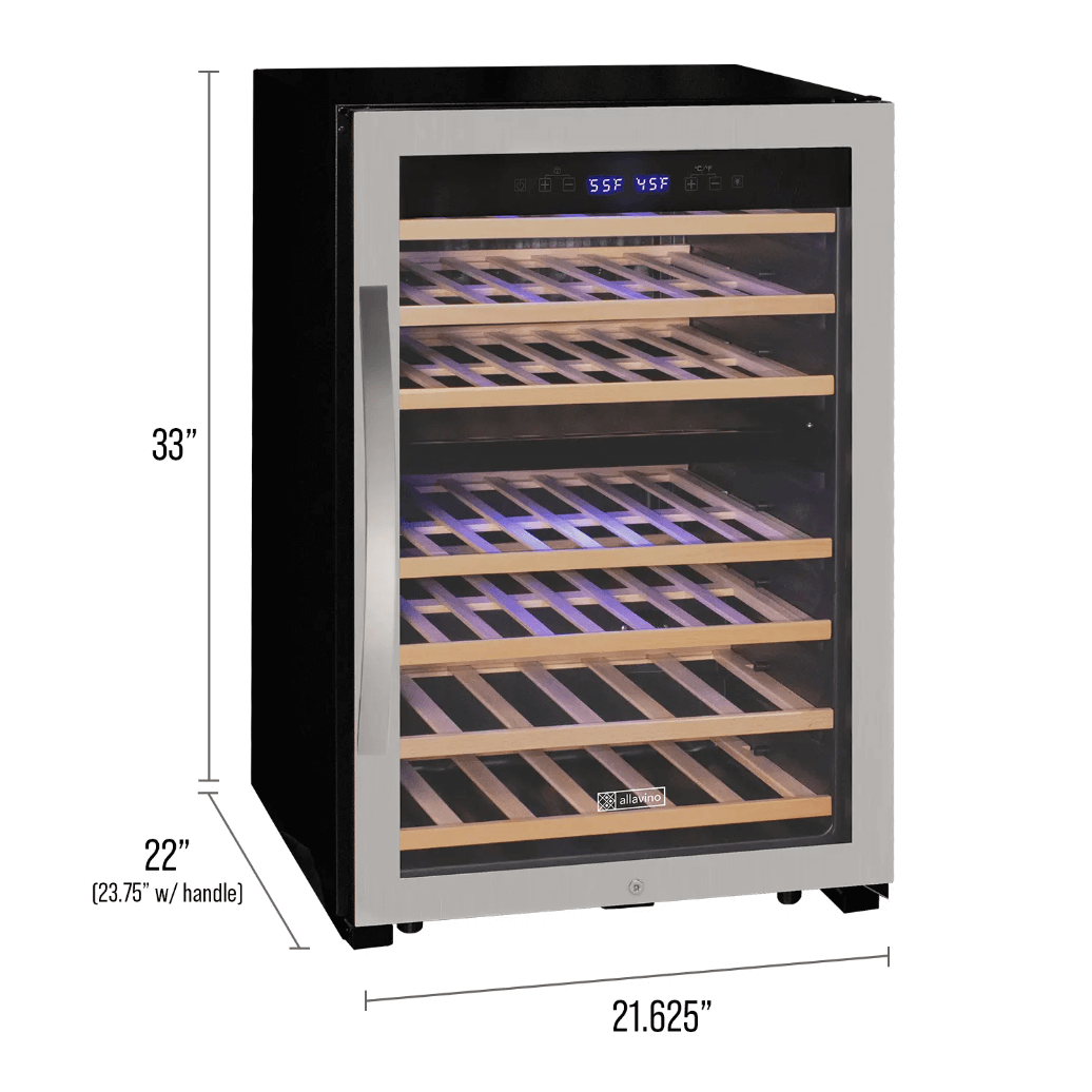 Allavino Cascina Series 47 Bottle Dual Zone Freestanding Wine Cooler Refrigerator with Stainless Steel Door 