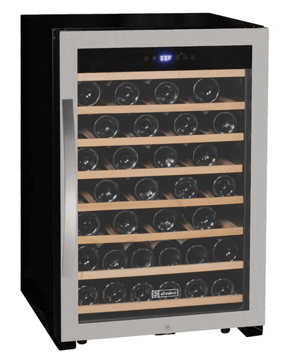 Allavino Cascina Series 55 Bottle Single Zone Freestanding Wine Refrigerator Cooler with Stainless Steel Door