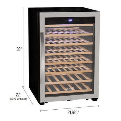 Allavino Cascina Series 55 Bottle Single Zone Freestanding Wine Refrigerator Cooler with Stainless Steel Door 