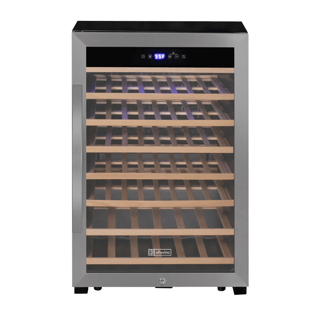 Allavino Cascina Series 55 Bottle Single Zone Freestanding Wine Refrigerator Cooler with Stainless Steel Door