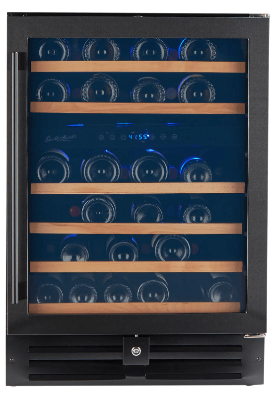 Smith & Hanks 46 Bottle Black Stainless Dual Zone Under Counter Wine Cooler