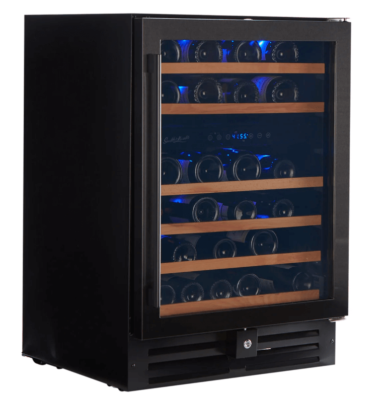 Smith & Hanks 46 Bottle Black Stainless Dual Zone Under Counter Wine Cooler