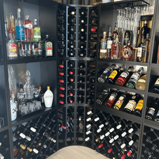 Hollow Inside Wine Cube Storage Box show in completed wall unit