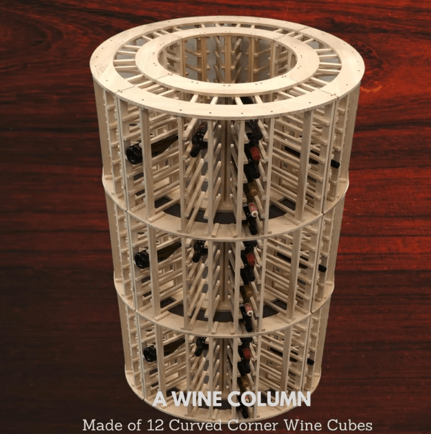 4-Column 24-Bottle Curved Corner Wine Cube - 18mm Thick